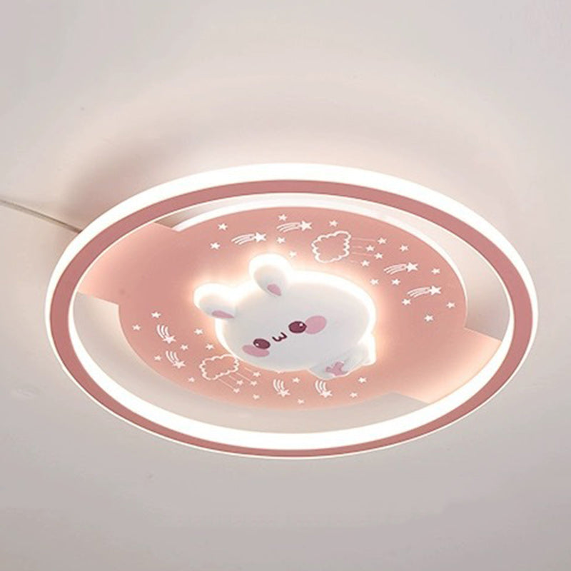 مصباح سقف دائري LED بتصميم أرنب رائد فضاء مصنوع من الأكريليك والحديد والراتنج بتصميم عصري لغرفة النوم وغرفة المعيشة