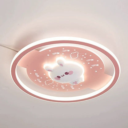 مصباح سقف دائري LED بتصميم أرنب رائد فضاء مصنوع من الأكريليك والحديد والراتنج بتصميم عصري لغرفة النوم وغرفة المعيشة