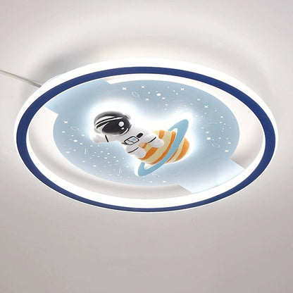 مصباح سقف دائري LED بتصميم أرنب رائد فضاء مصنوع من الأكريليك والحديد والراتنج بتصميم عصري لغرفة النوم وغرفة المعيشة