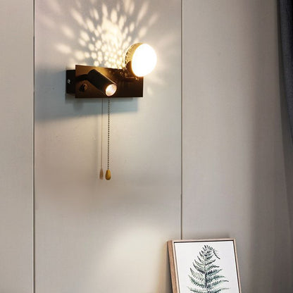 Contemporary Creative PC Iron Globe Rectangle LED Wall Sconce Lamp For Bedroom & Living Room