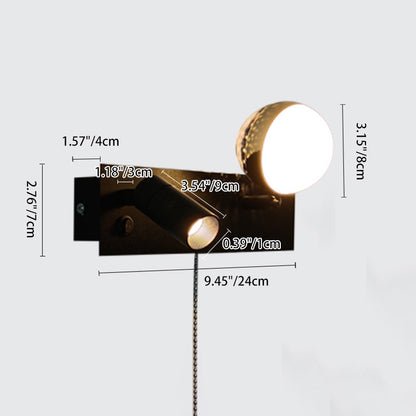 Contemporary Creative PC Iron Globe Rectangle LED Wall Sconce Lamp For Bedroom & Living Room