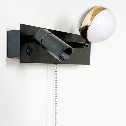 Contemporary Creative PC Iron Globe Rectangle LED Wall Sconce Lamp For Bedroom & Living Room