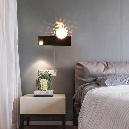 Contemporary Creative PC Iron Globe Rectangle LED Wall Sconce Lamp For Bedroom & Living Room