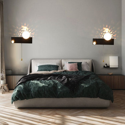 Contemporary Creative PC Iron Globe Rectangle LED Wall Sconce Lamp For Bedroom & Living Room