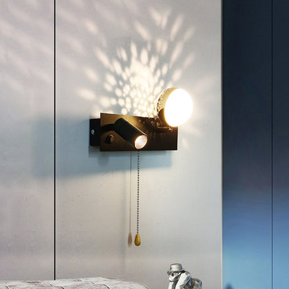 Contemporary Creative PC Iron Globe Rectangle LED Wall Sconce Lamp For Bedroom & Living Room