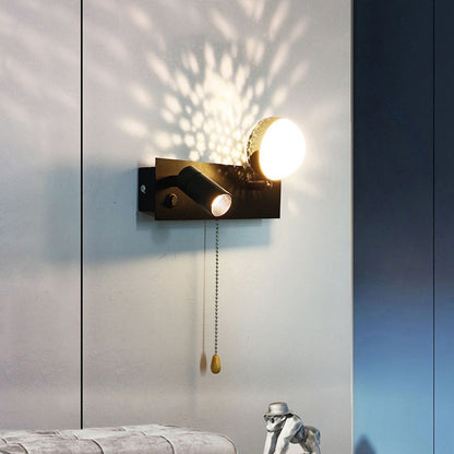 Contemporary Creative PC Iron Globe Rectangle LED Wall Sconce Lamp For Bedroom & Living Room