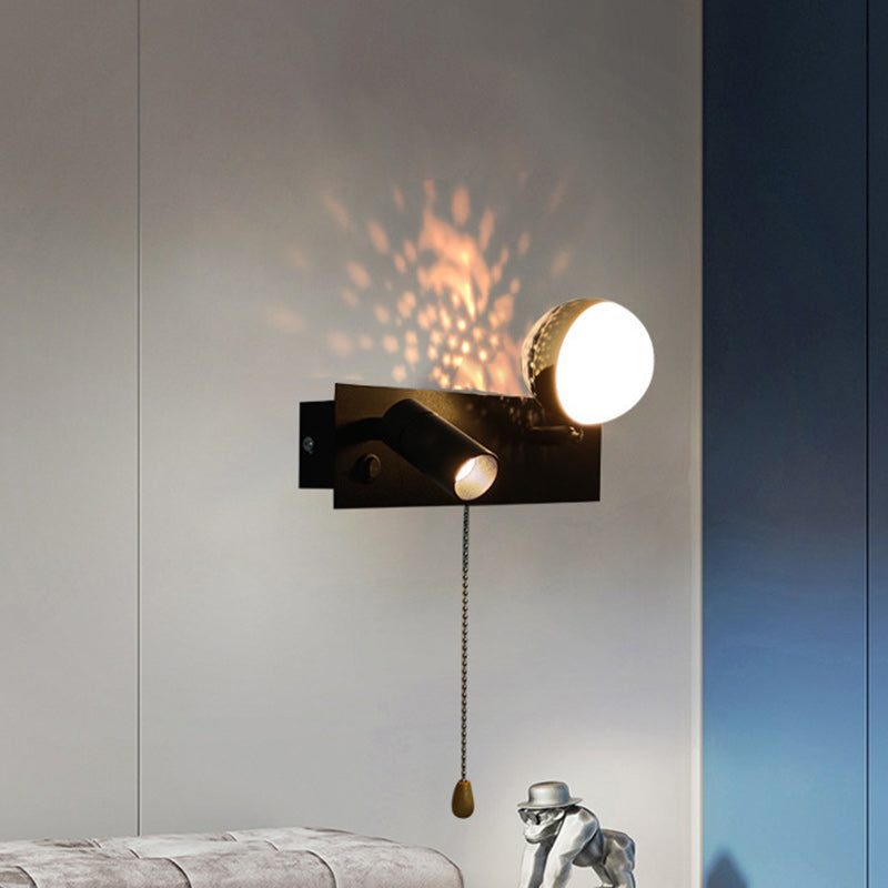 Contemporary Creative PC Iron Globe Rectangle LED Wall Sconce Lamp For Bedroom & Living Room