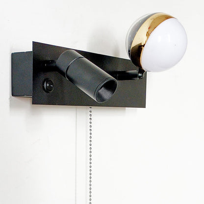 Contemporary Creative PC Iron Globe Rectangle LED Wall Sconce Lamp For Bedroom & Living Room