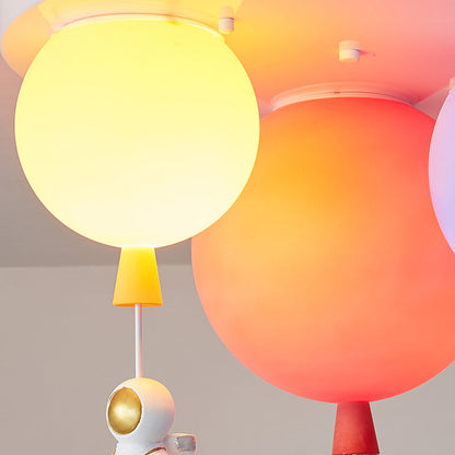 Modern Art Deco Acrylic Astronaut Balloon Design 1-Light Semi-Flush Mount Ceiling Light For Bedroom & Living Room
