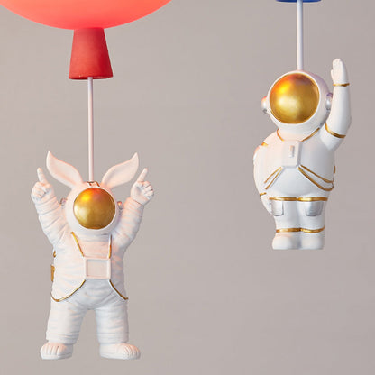 Modern Art Deco Acrylic Astronaut Balloon Design 1-Light Semi-Flush Mount Ceiling Light For Bedroom & Living Room
