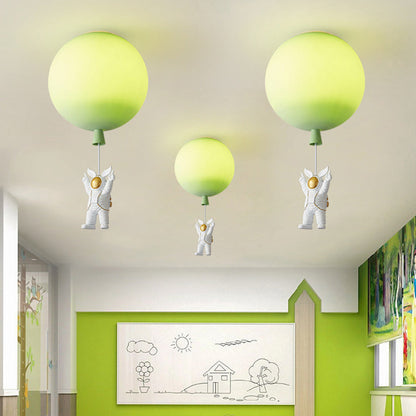 Modern Art Deco Acrylic Astronaut Balloon Design 1-Light Semi-Flush Mount Ceiling Light For Bedroom & Living Room