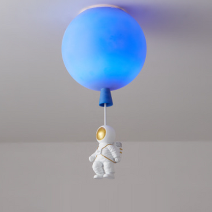 Modern Art Deco Acrylic Astronaut Balloon Design 1-Light Semi-Flush Mount Ceiling Light For Bedroom & Living Room