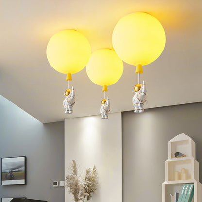 Modern Art Deco Acrylic Astronaut Balloon Design 1-Light Semi-Flush Mount Ceiling Light For Bedroom & Living Room