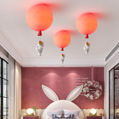 Modern Art Deco Acrylic Astronaut Balloon Design 1-Light Semi-Flush Mount Ceiling Light For Bedroom & Living Room