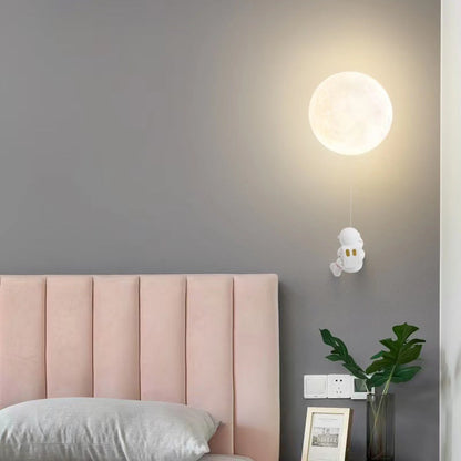 Modern Art Deco PLA Resin Iron Astronaut Planet Design 1-Light Wall Sconce Lamp For Bedroom & Living Room