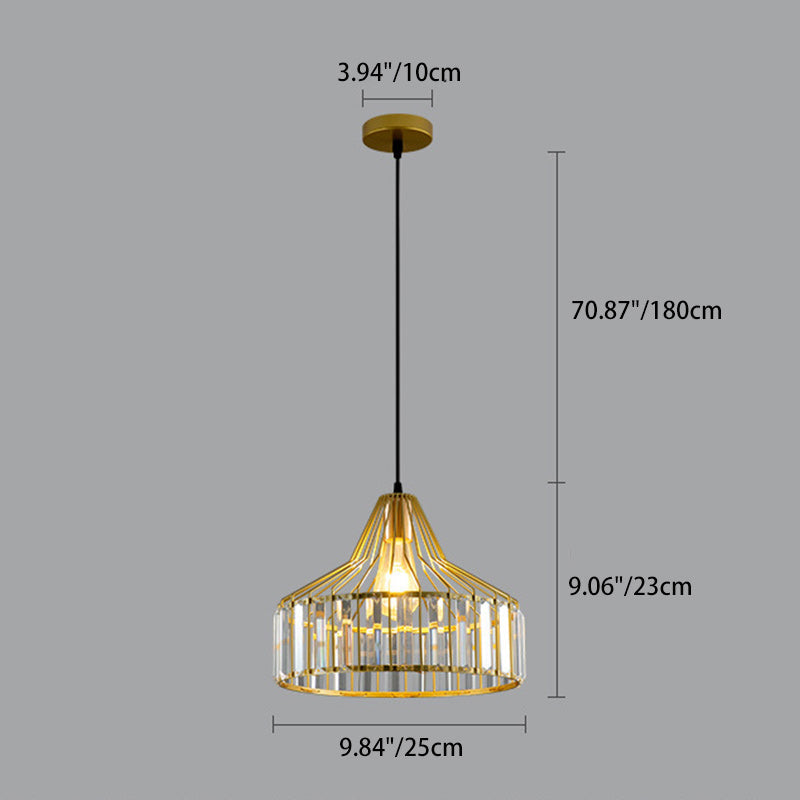 Contemporary Industrial Glass Iron Round Bowl Shade 1-Light Pendant Light For Bedroom & Living Room