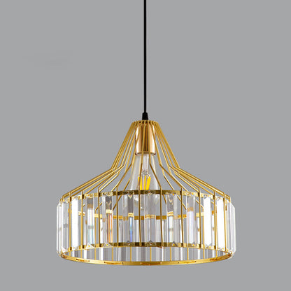 Contemporary Industrial Glass Iron Round Bowl Shade 1-Light Pendant Light For Bedroom & Living Room