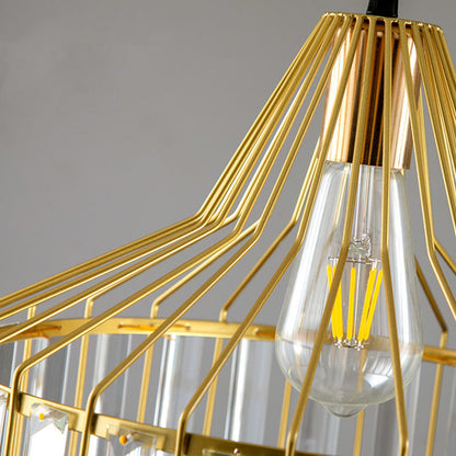 Contemporary Industrial Glass Iron Round Bowl Shade 1-Light Pendant Light For Bedroom & Living Room