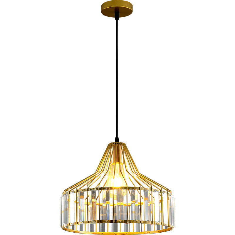 Contemporary Industrial Glass Iron Round Bowl Shade 1-Light Pendant Light For Bedroom & Living Room