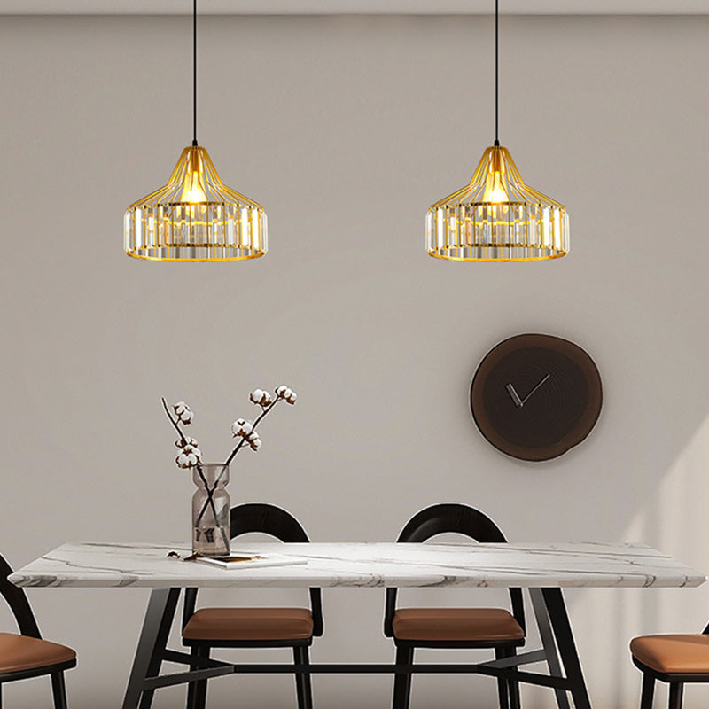 Contemporary Industrial Glass Iron Round Bowl Shade 1-Light Pendant Light For Bedroom & Living Room