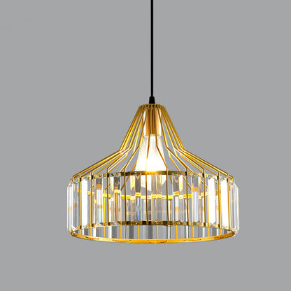 Contemporary Industrial Glass Iron Round Bowl Shade 1-Light Pendant Light For Bedroom & Living Room