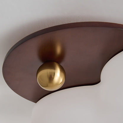 Traditional Vintage PE Rubber Wood Cream Cloud Curved LED Flush Mount Ceiling Light For Bedroom & Living Room