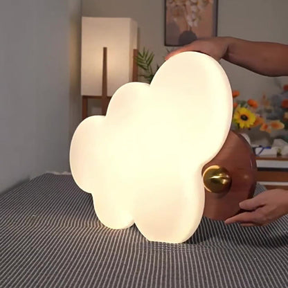 Traditional Vintage PE Rubber Wood Cream Cloud Curved LED Flush Mount Ceiling Light For Bedroom & Living Room