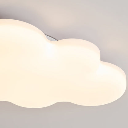 Traditional Vintage PE Rubber Wood Cream Cloud Curved LED Flush Mount Ceiling Light For Bedroom & Living Room