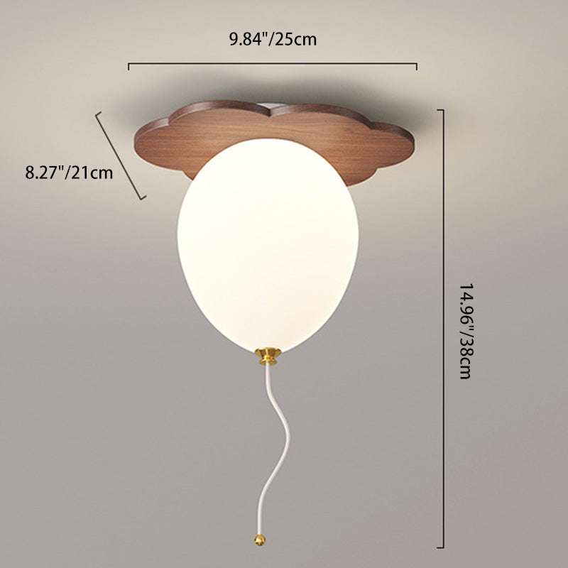 Contemporary Creative PE Rubberwood Balloon Animal Flower LED Semi-Flush Mount Ceiling Light For Bedroom & Living Room