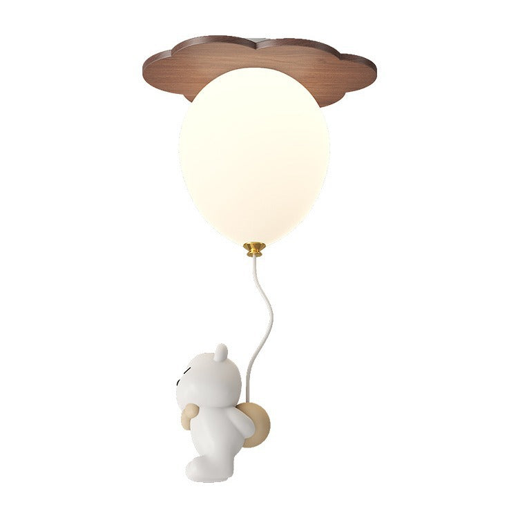 Contemporary Creative PE Rubberwood Balloon Animal Flower LED Semi-Flush Mount Ceiling Light For Bedroom & Living Room