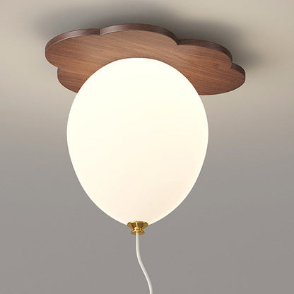 Contemporary Creative PE Rubberwood Balloon Animal Flower LED Semi-Flush Mount Ceiling Light For Bedroom & Living Room
