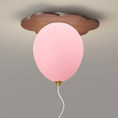 Contemporary Creative PE Rubberwood Balloon Animal Flower LED Semi-Flush Mount Ceiling Light For Bedroom & Living Room