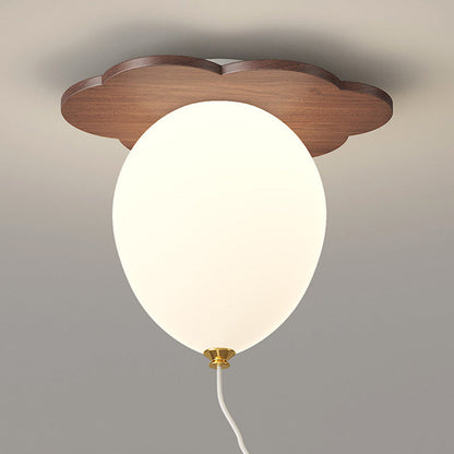 Contemporary Creative PE Rubberwood Balloon Animal Flower LED Semi-Flush Mount Ceiling Light For Bedroom & Living Room
