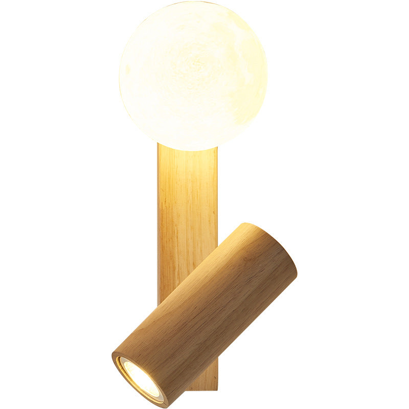 Contemporary Creative PE Rubberwood Cylinder Square Globe LED Wall Sconce Lamp For Bedroom & Living Room