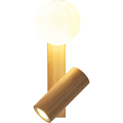 Contemporary Creative PE Rubberwood Cylinder Square Globe LED Wall Sconce Lamp For Bedroom & Living Room