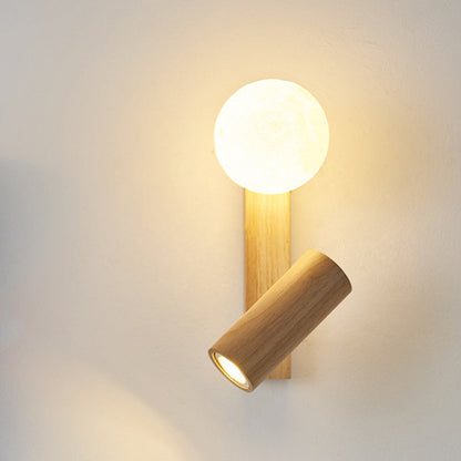 Contemporary Creative PE Rubberwood Cylinder Square Globe LED Wall Sconce Lamp For Bedroom & Living Room