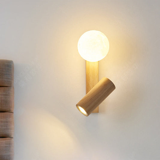 Contemporary Creative PE Rubberwood Cylinder Square Globe LED Wall Sconce Lamp For Bedroom & Living Room