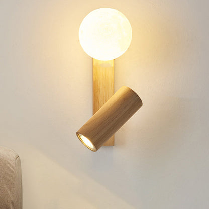 Contemporary Creative PE Rubberwood Cylinder Square Globe LED Wall Sconce Lamp For Bedroom & Living Room