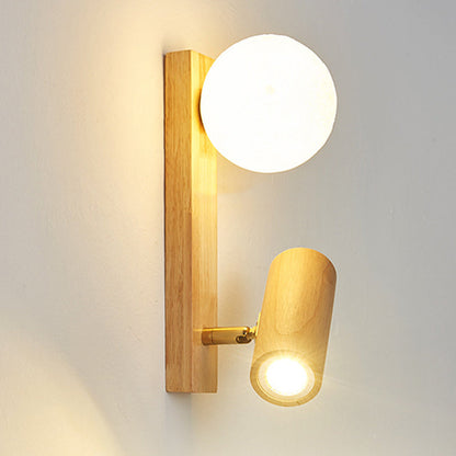 Contemporary Creative PE Rubberwood Cylinder Square Globe LED Wall Sconce Lamp For Bedroom & Living Room