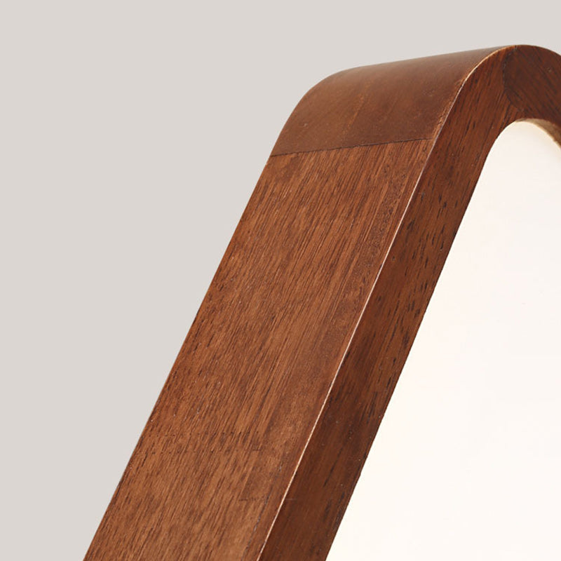 Traditional Chinese Acrylic Wood Metal Rectangular LED Flush Mount Ceiling Light For Living Room