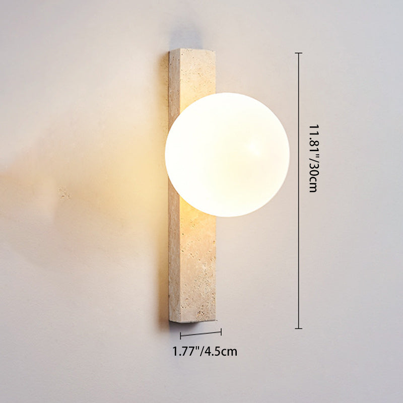 Modern Minimalist Travertine Glass Linear Globe 1/2/3-Lights Wall Sconce Lamp For Living Room