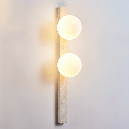 Modern Minimalist Travertine Glass Linear Globe 1/2/3-Lights Wall Sconce Lamp For Living Room