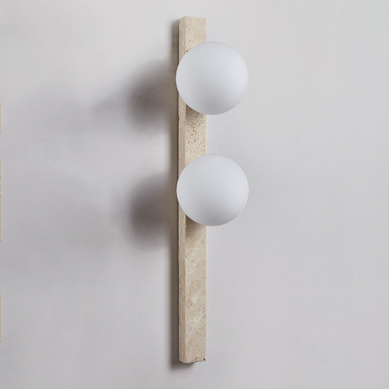 Modern Minimalist Travertine Glass Linear Globe 1/2/3-Lights Wall Sconce Lamp For Living Room