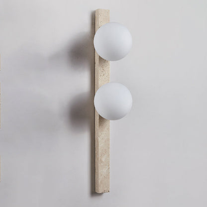Modern Minimalist Travertine Glass Linear Globe 1/2/3-Lights Wall Sconce Lamp For Living Room