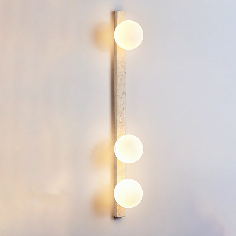 Modern Minimalist Travertine Glass Linear Globe 1/2/3-Lights Wall Sconce Lamp For Living Room