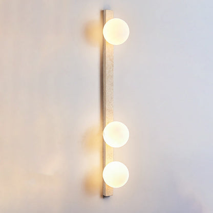 Modern Minimalist Travertine Glass Linear Globe 1/2/3-Lights Wall Sconce Lamp For Living Room
