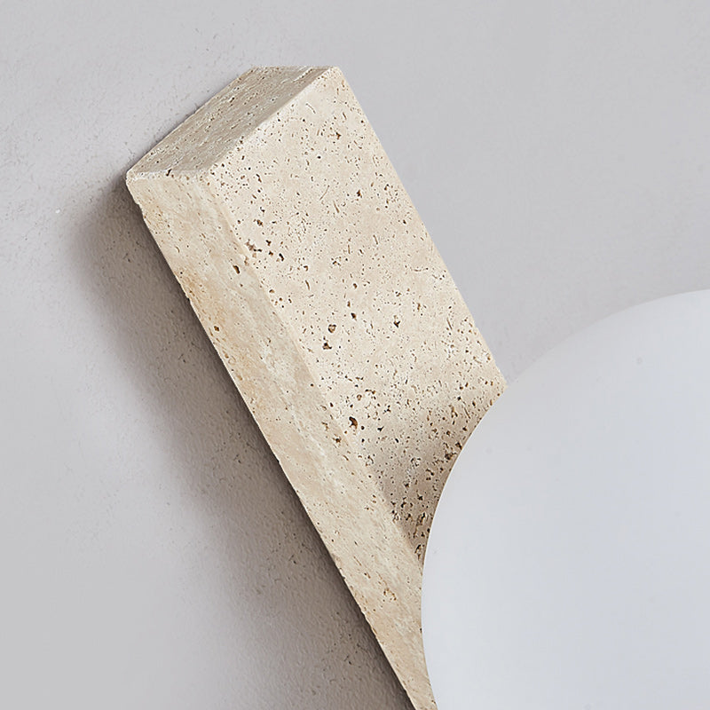 Modern Minimalist Travertine Glass Linear Globe 1/2/3-Lights Wall Sconce Lamp For Living Room