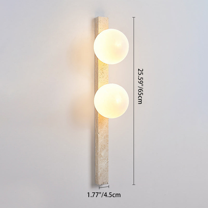 Modern Minimalist Travertine Glass Linear Globe 1/2/3-Lights Wall Sconce Lamp For Living Room