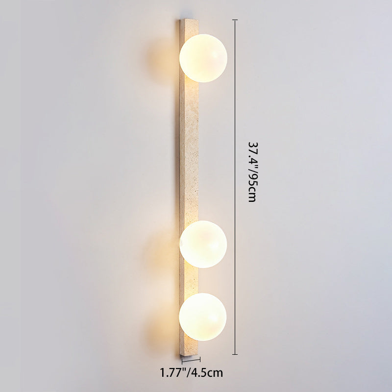 Modern Minimalist Travertine Glass Linear Globe 1/2/3-Lights Wall Sconce Lamp For Living Room