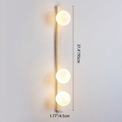 Modern Minimalist Travertine Glass Linear Globe 1/2/3-Lights Wall Sconce Lamp For Living Room